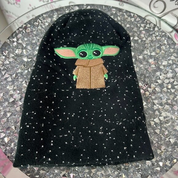 Disney Accessories - Disney Star Wars yoda grogu Black Beanie with Green Character Design embroidered